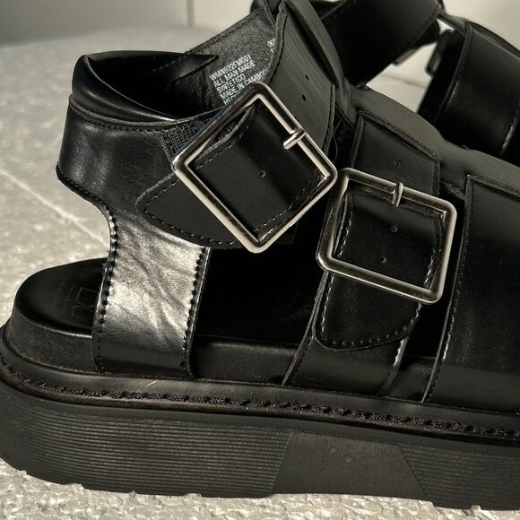 No Boundaries NWOT SZ 9 Black Caged Platform Sandal Comfort Boho Y2K Edgy - Picture 4 of 9